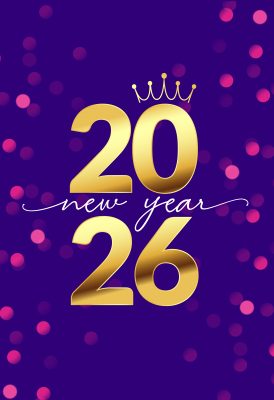 Happy New Year 2026 Poster with Golden Crown – Festive Celebration Vector