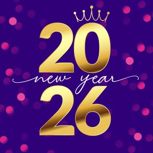 Happy New Year 2026 Poster with Golden Crown – Festive Celebration Vector